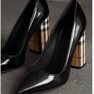 BURBERRY
Patent leather check block-heel pumps